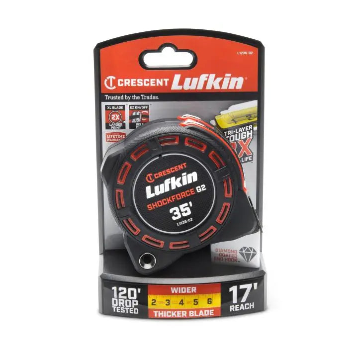LUFKIN 1-1/4 in x 35 ft Shockforce G2 Tape Measure - GW L1235-02 Measuring Tape LUFKIN