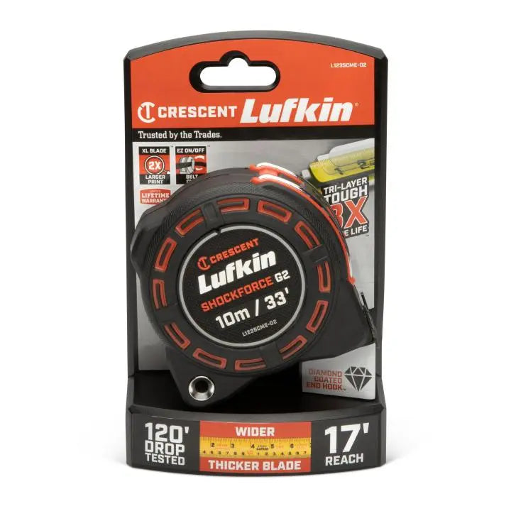 LUFKIN 1-1/4 in x 33 ft Shockforce G2 Tape Measure - GW L1235CME-02 Measuring Tape LUFKIN