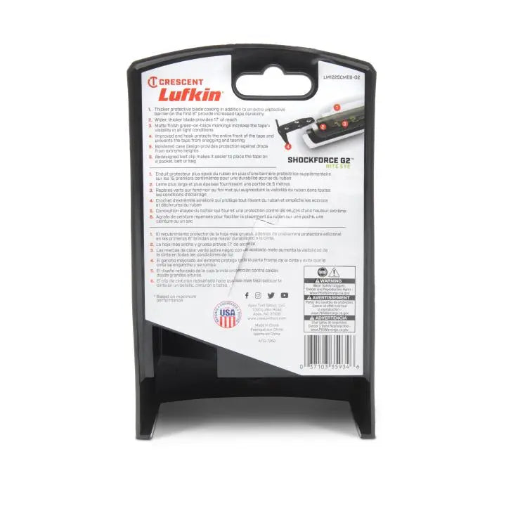 LUFKIN 1-1/4 in x 26 ft Shockforce Nite Eye G2 Magnetic Tape Measure - GW LM1225CMEB-02 Measuring Tape LUFKIN