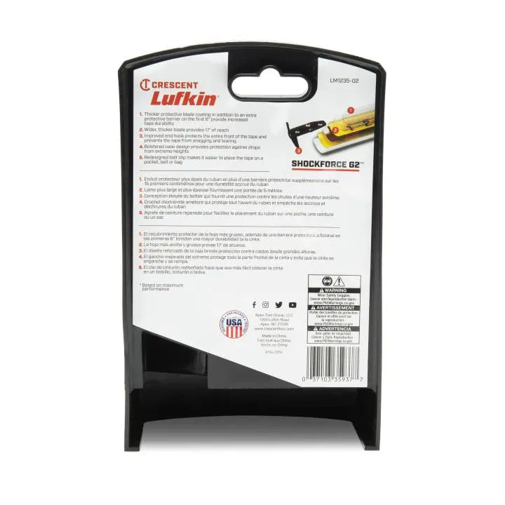 LUFKIN 1-1/4 in x 35 ft Shockforce G2 Magnetic Tape Measure - GW LM1235-02 Measuring Tape LUFKIN