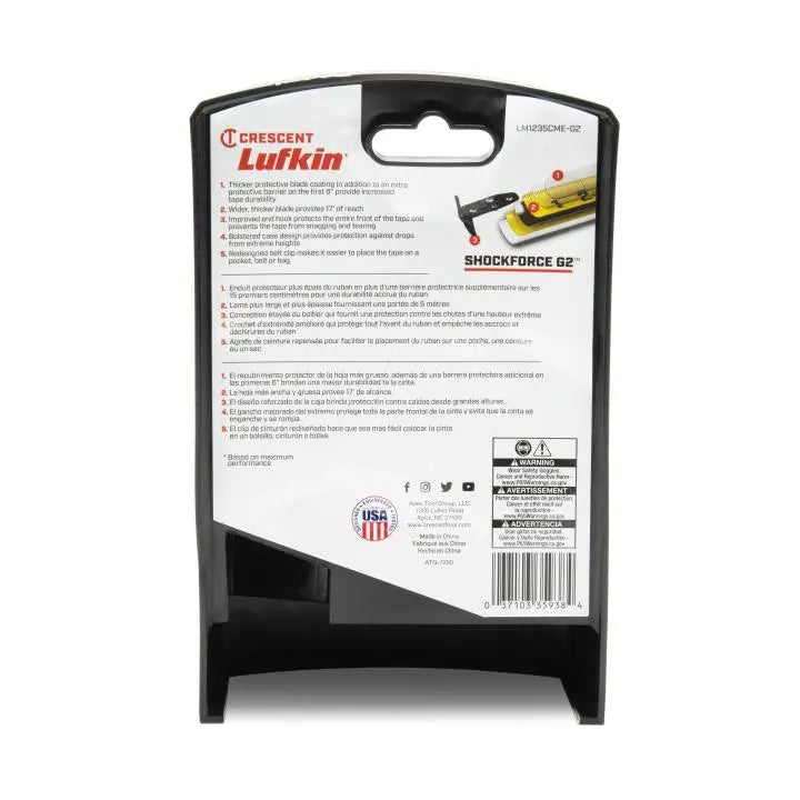 LUFKIN 1-1/4 in x 33 ft Shockforce G2 Magnetic Tape Measure - GW LM1235CME-02 Measuring Tape LUFKIN
