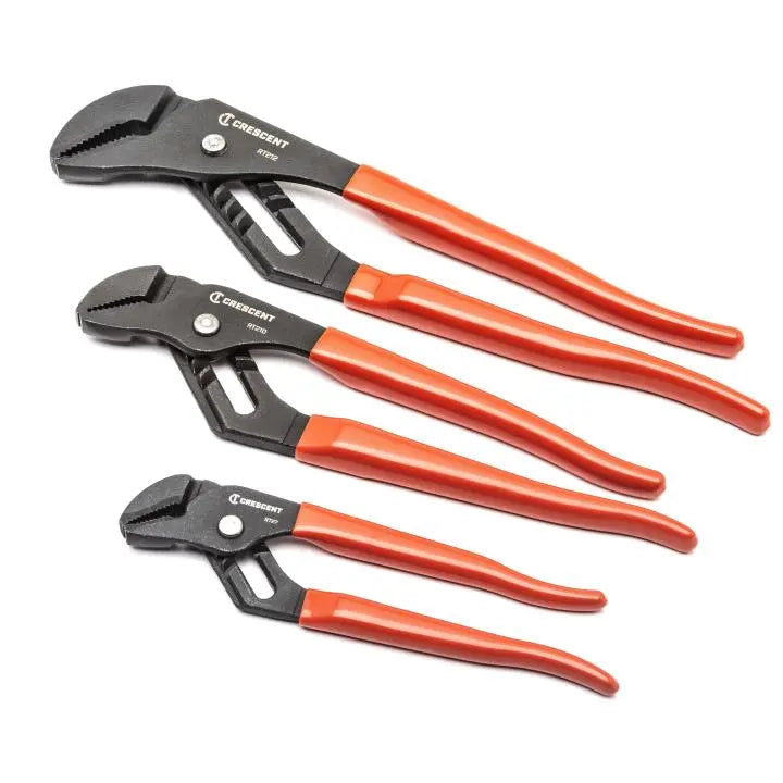 CRESCENT 3 Pc. Straight Jaw Dipped Handle Tongue and Groove Plier Set 7", 10" & 12" - RT200SET3-05 CRESCENT