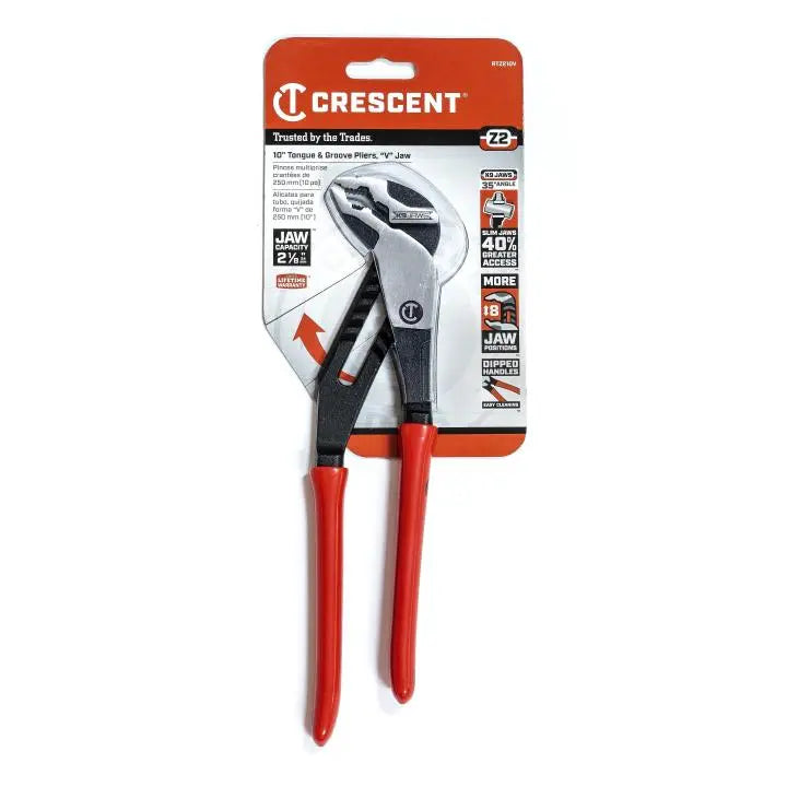 CRESCENT Z2 K9 V-Jaw Dipped Handle Tongue and Groove Plier, 10 in - GW RTZ210V CRESCENT