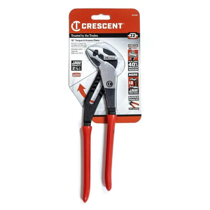 CRESCENT Z2 K9 Straight Jaw Dipped Handle Tongue and Groove Plier, 10 in - GW RTZ210 CRESCENT