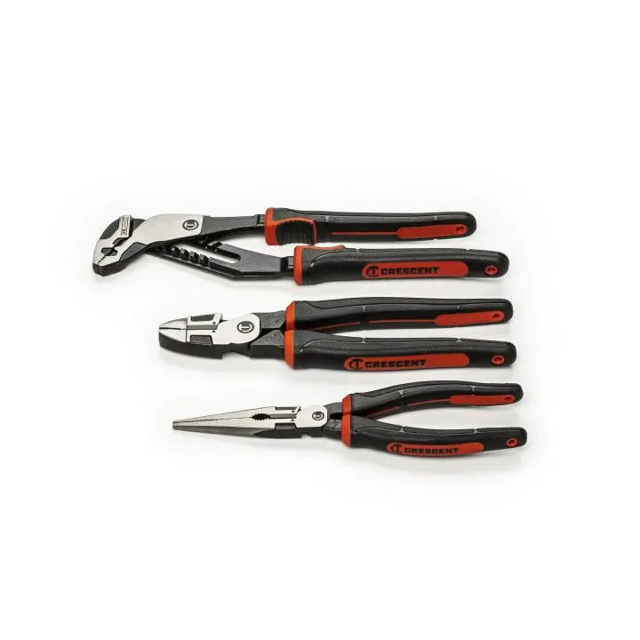 CRESCENT Set of 3 Z2 Mixed Dual Material Pliers - GW Z2SET3CG-06 Plier Set CRESCENT