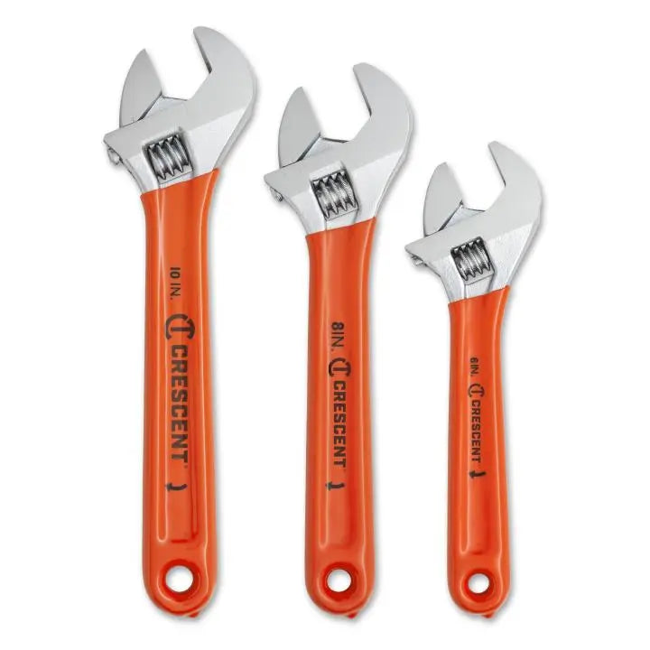 CRESCENT Set of 3 Adjustable Wrench with Cushion Grip, 6, 8, 10 in - GW AC26810CV CRESCENT