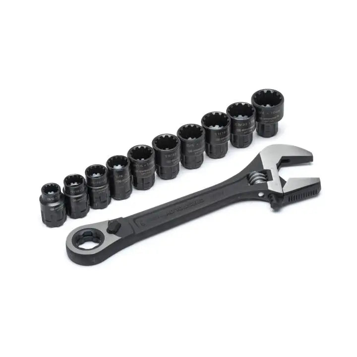 CRESCENT Set of 11 X6 Pass-Thru Black Oxide Adjustable Wrench and Spline Socket - GW CPTAW8 CRESCENT