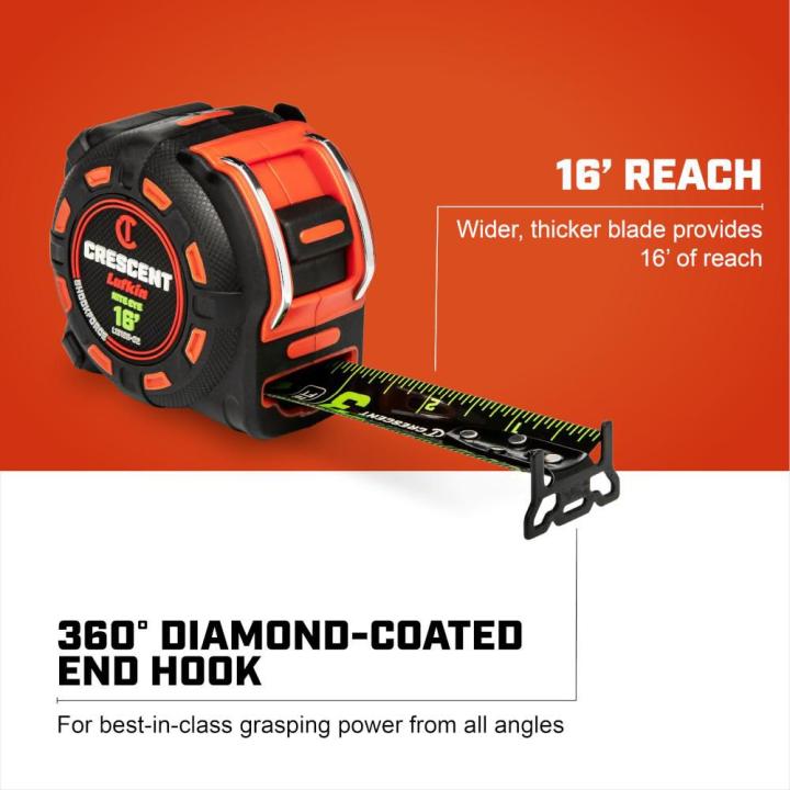 Lufkin Crescent 1-1/4" x 16' SHOCKFORCE NITE EYE™ Tape Measure - GW L1316B-02