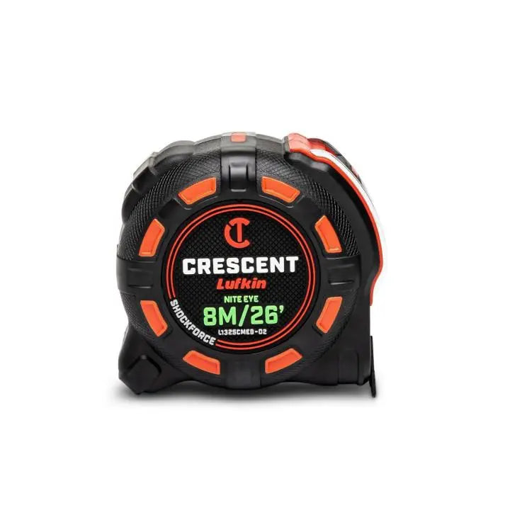 CRESCENT 1-1/4" x 8 M/26' SHOCKFORCE NITE EYE™ Tape Measure