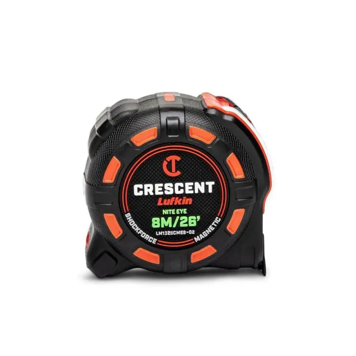 Crescent Lufkin 1-1/4" x 8 M/26' SHOCKFORCE NITE EYE™ Magnetic Tape Measure - GW LM1325CMEB-02