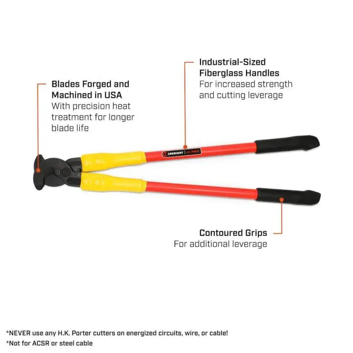 HK PORTER Bolt Cutter with Fiberglass Handles, 30 in - GW 0290FCS HK PORTER