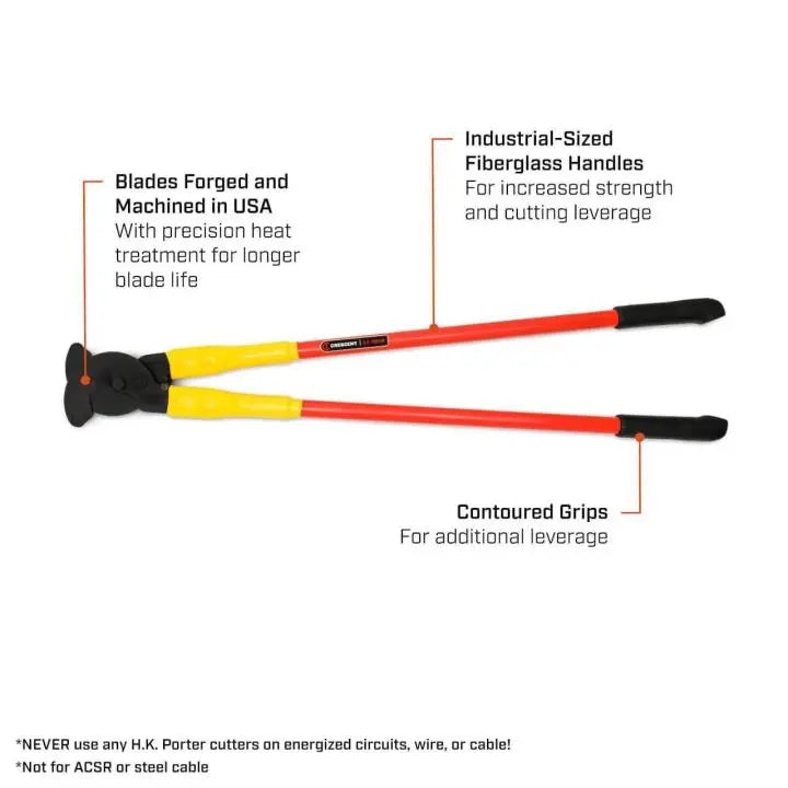 HK PORTER Bolt Cutter with Fiberglass Handles, 36 in - GW 0390FCS HK PORTER