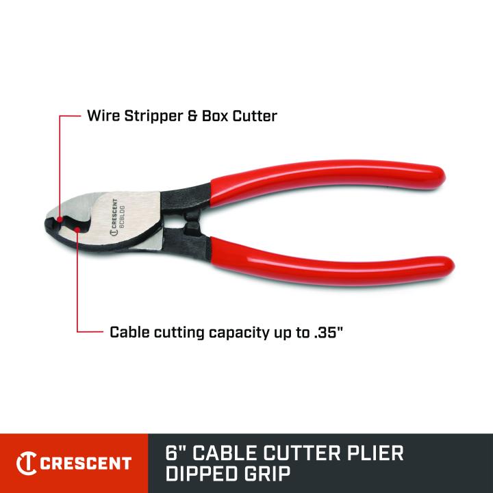 CRESCENT Cable Cutter Dipped Handle Plier, 6 in - GW 6CBLDG Plier CRESCENT