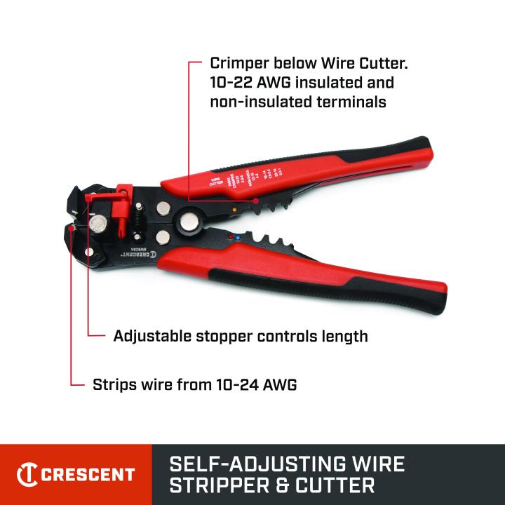 CRESCENT Self-Adjusting Wire Stripper and Cutter, 8 in - GW 8WSCSA Stripper and Cutter