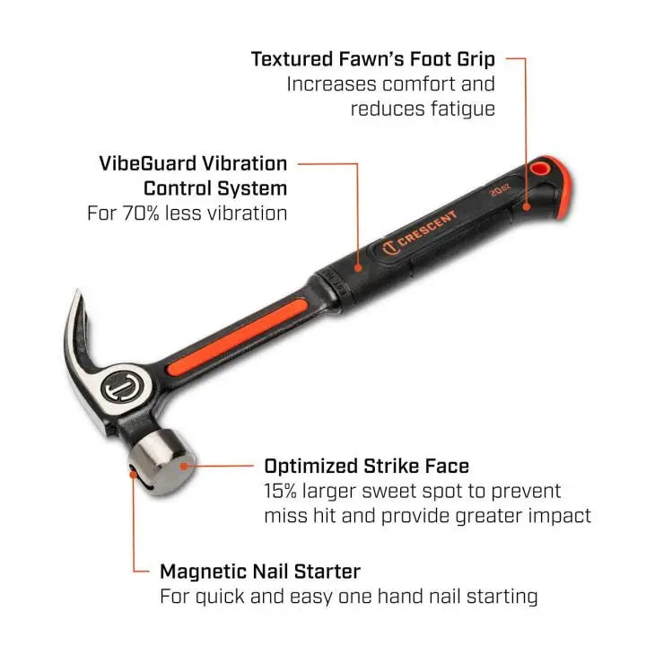CRESCENT Steel Curve Claw Hammer, 20 oz - GW CHSGPC20 CRESCENT
