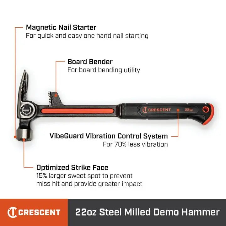 CRESCENT Steel Demo Hammer, 22 oz - GW CHSDEM22 CRESCENT