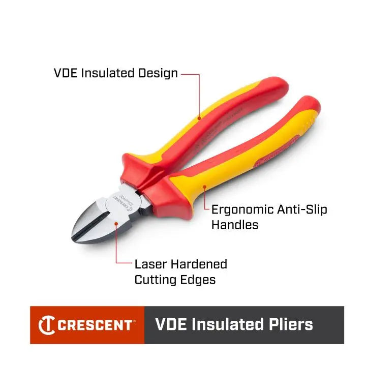 CRESCENT VDE Insulated Diagonal Cutting Plier, 6 in - GW 6DIAGVDE Plier CRESCENT