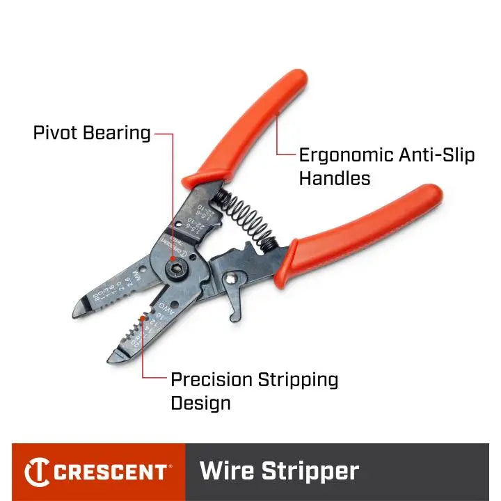 CRESCENT Wire Stripper Plier with Molded Grip, 7 in - GW 7WSDG Plier CRESCENT