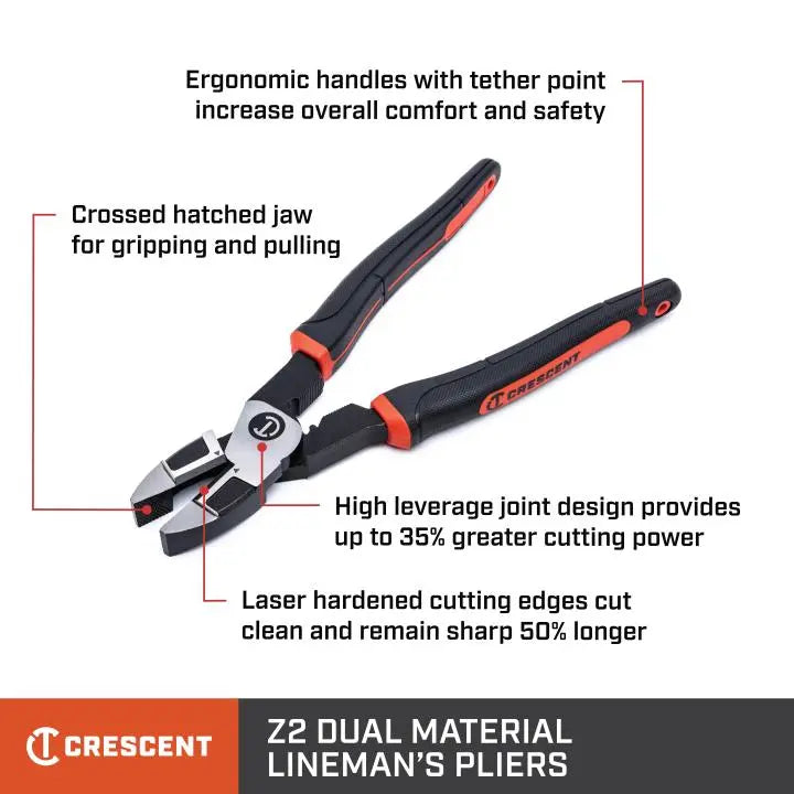 CRESCENT Lineman's Plier with Cushion Grip, 9.5 in - GW Z20509CG-06 Plier CRESCENT