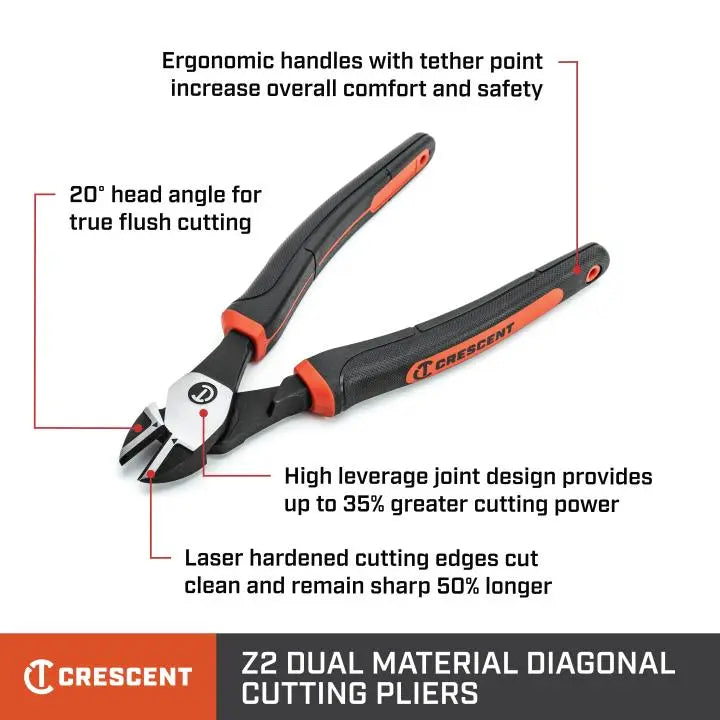 CRESCENT Diagonal Cutting Plier with Cushion Grip, 8 in - GW Z5428CG-06 Plier CRESCENT