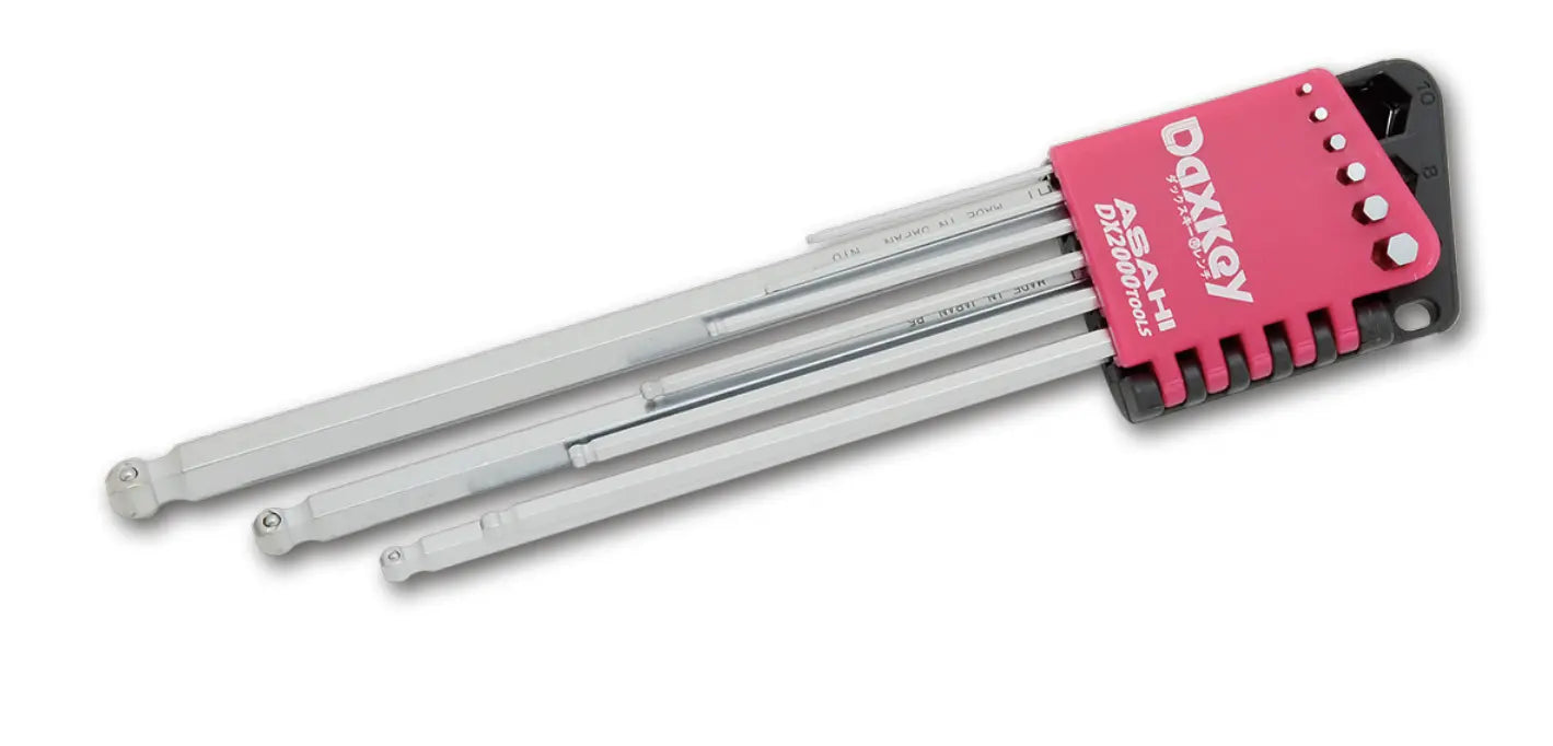 ASAHI DAXKEY Wrenches Bent on Edges, Half-Length Ended Hex Key Set 9 Pcs, 1.5-10mm - DVS0910 Asahi