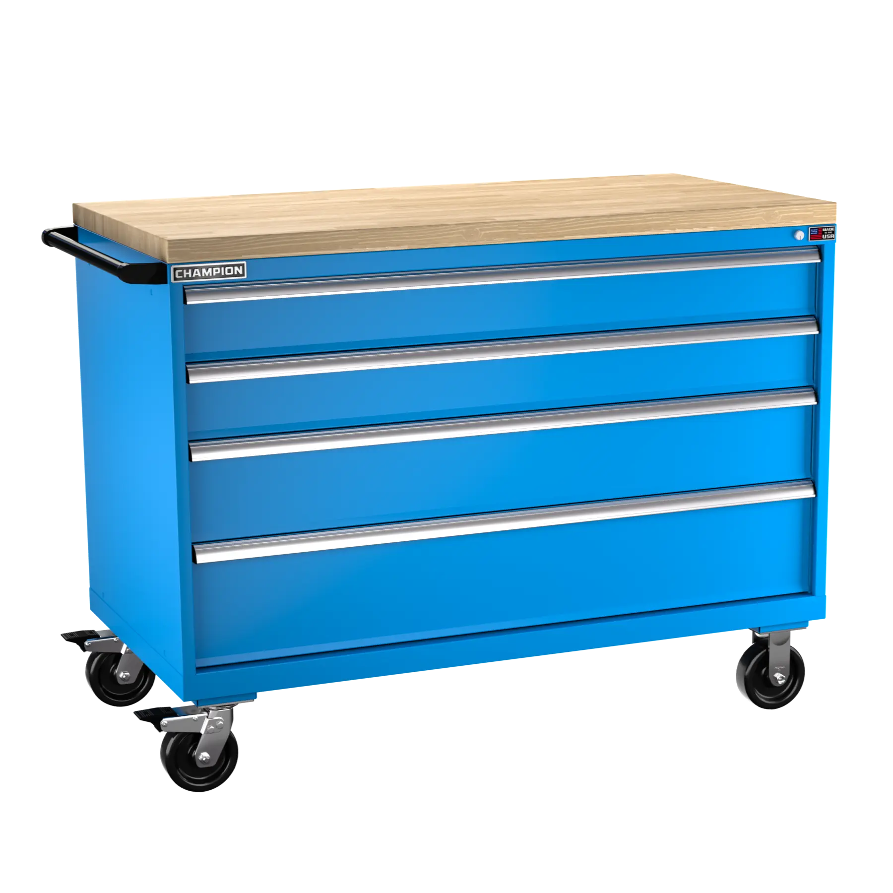 Champion Tool 4-Drawer Metal Mobile Modular Storage Cabinet without Compartments, 56-1/2 W x 43-1/4 H x 28-1/2 D in - CM DW1500-0401IL-MB8-BBT Champion Tool Storage