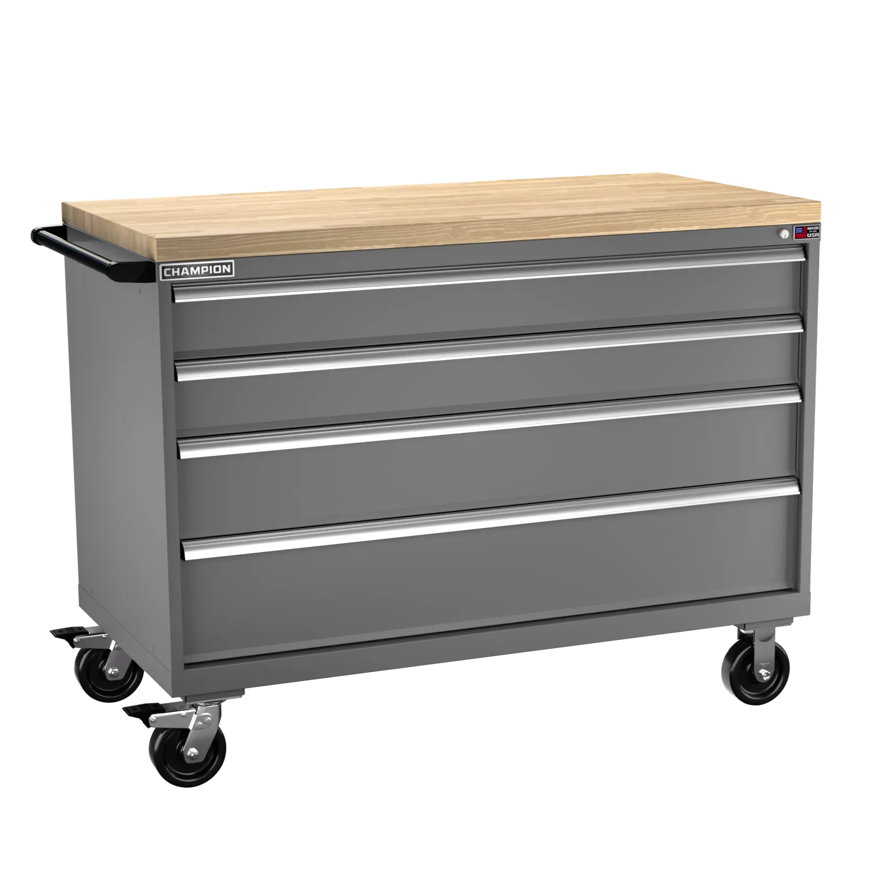 Champion Tool 4-Drawer Metal Mobile Modular Storage Cabinet without Compartments, 56-1/2 W x 43-1/4 H x 28-1/2 D in - CM DW1500-0401IL-MB8-BBT Champion Tool Storage