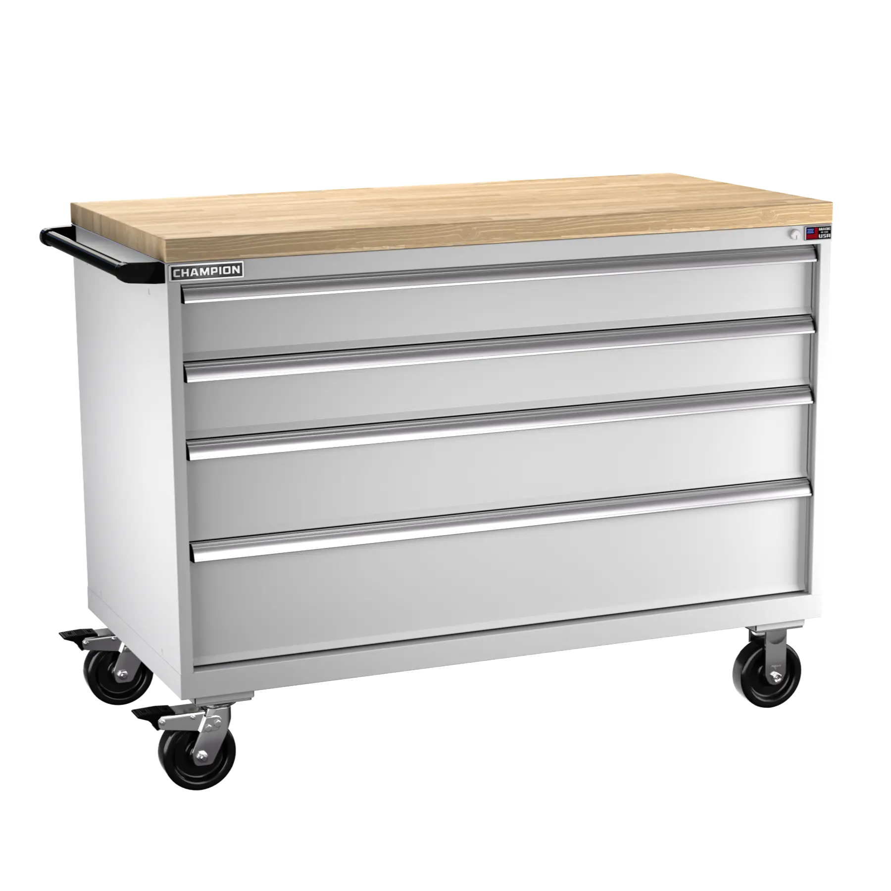 Champion Tool 4-Drawer Metal Mobile Modular Storage Cabinet without Compartments, 56-1/2 W x 43-1/4 H x 28-1/2 D in - CM DW1500-0401IL-MB8-BBT Champion Tool Storage