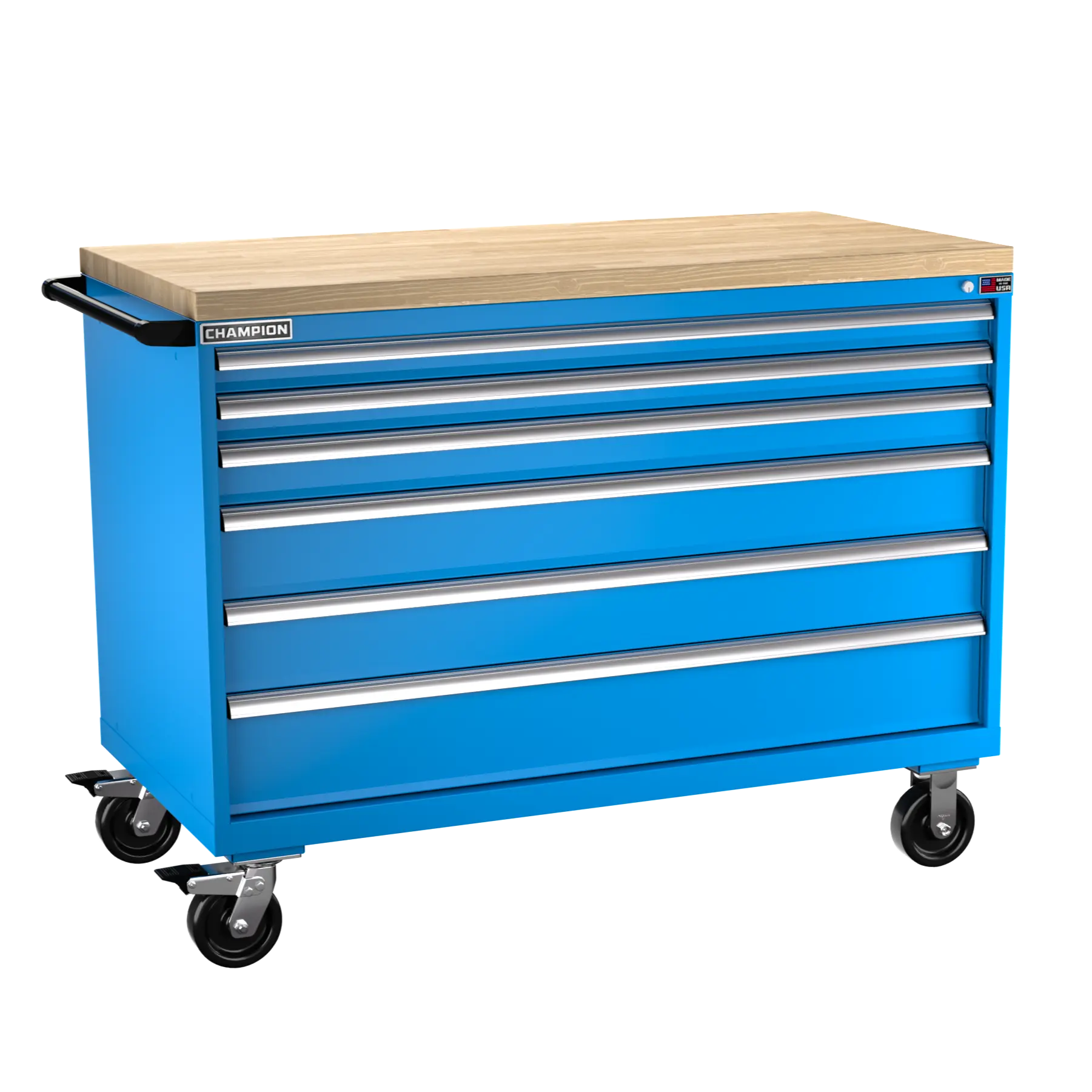 Champion Tool 6-Drawer Metal Mobile Modular Storage Cabinet without Compartments, 56-1/2 W x 43-1/4 H x 28-1/2 D in - CM DW1500-0601IL-MB8-BBT Champion Tool Storage