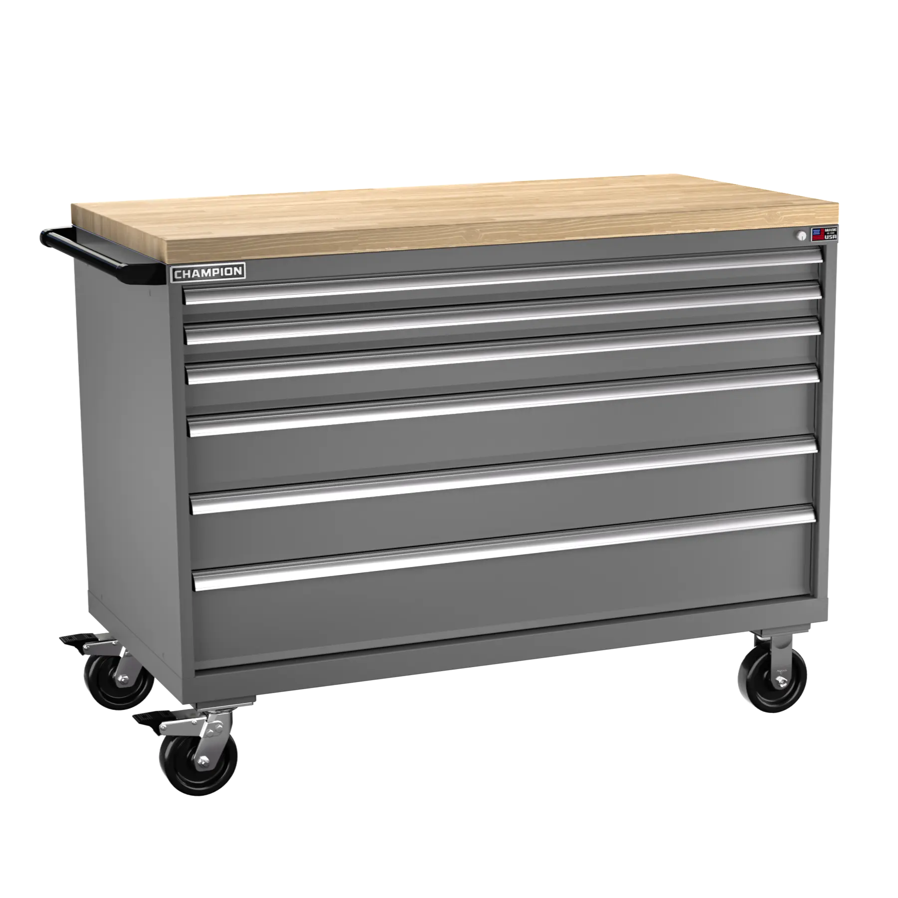 Champion Tool 6-Drawer Metal Mobile Modular Storage Cabinet without Compartments, 56-1/2 W x 43-1/4 H x 28-1/2 D in - CM DW1500-0601IL-MB8-BBT Champion Tool Storage