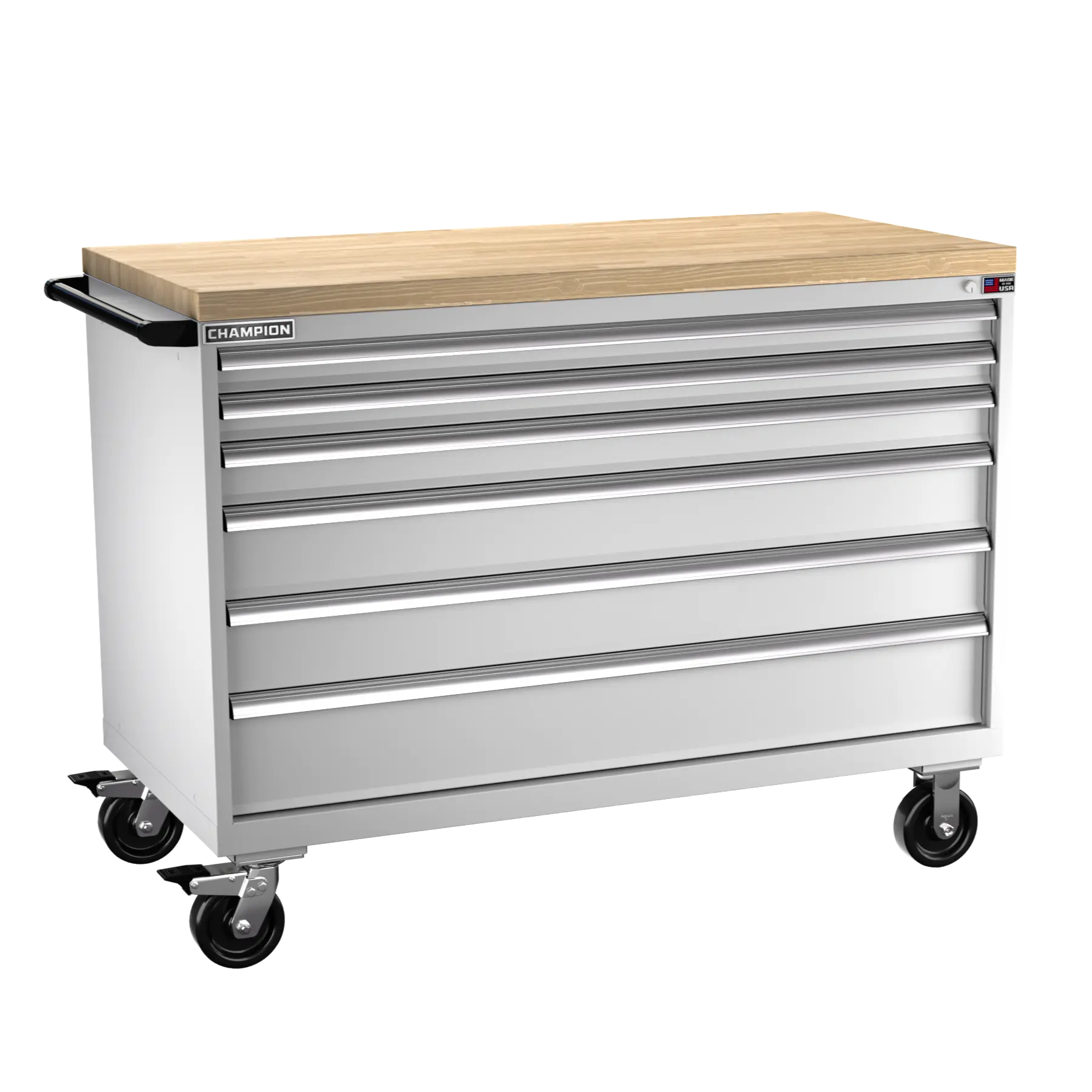 Champion Tool 6-Drawer Metal Mobile Modular Storage Cabinet without Compartments, 56-1/2 W x 43-1/4 H x 28-1/2 D in - CM DW1500-0601IL-MB8-BBT Champion Tool Storage