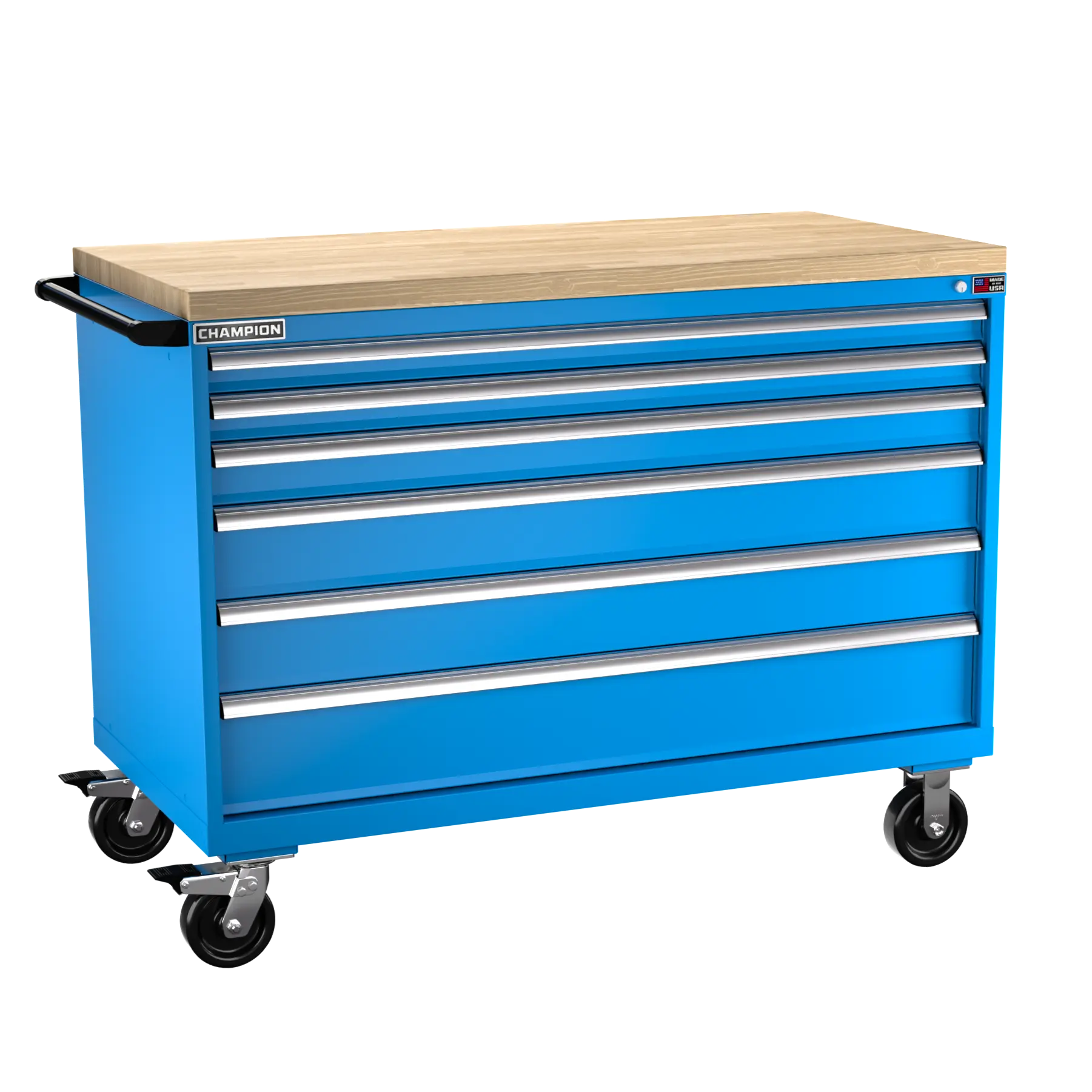 Champion Tool 6-Drawer Metal Mobile Modular Storage Cabinet with 168 Compartments, 56-1/2 W x 43-1/4 H x 28-1/2 D in - CM DW1500-0601ILC-MB8-BBT Champion Tool Storage