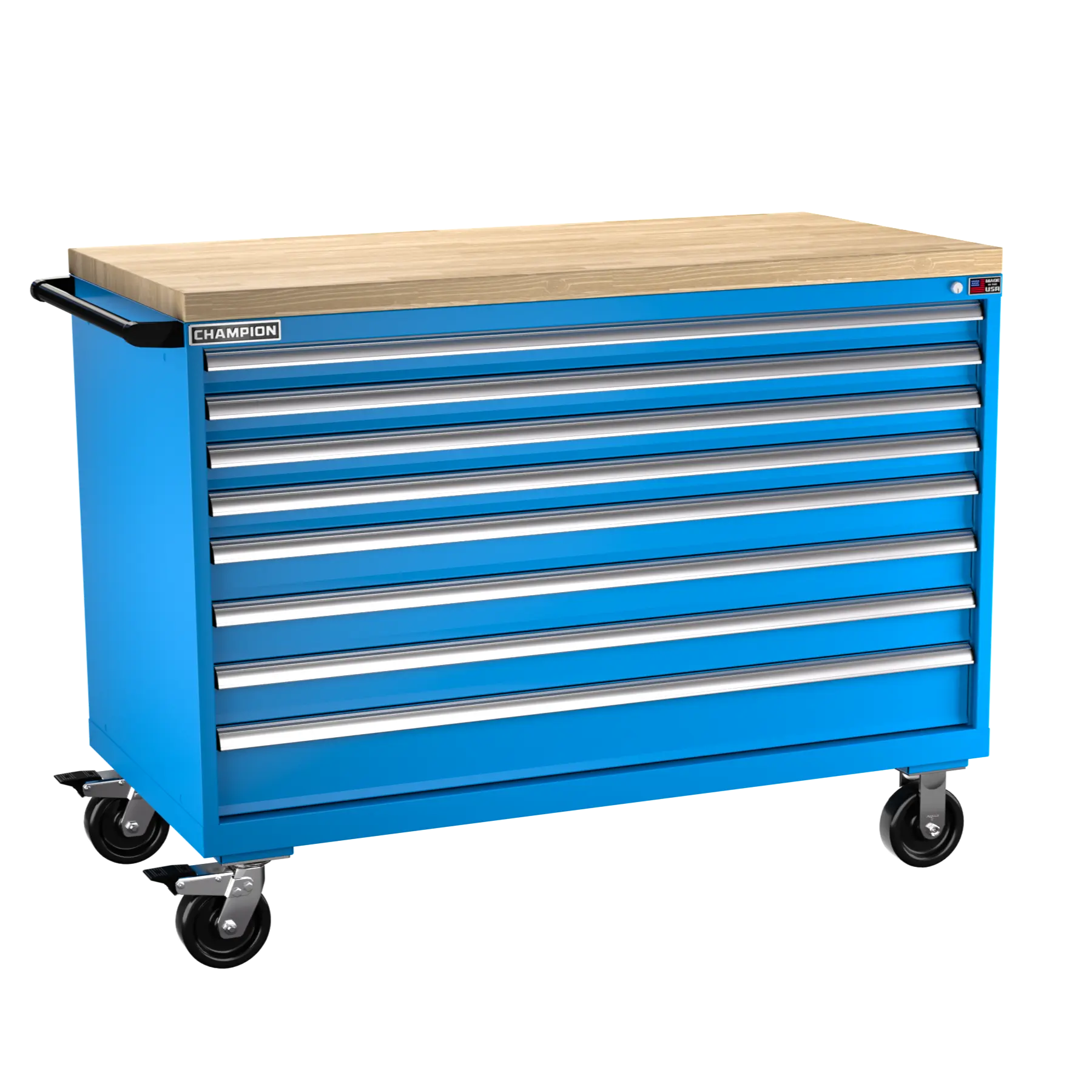 Champion Tool 8-Drawer Metal Mobile Modular Storage Cabinet without Compartments, 56-1/2 W x 43-1/4 H x 28-1/2 D in - CM DW1500-0801IL-MB8-BBT Champion Tool Storage