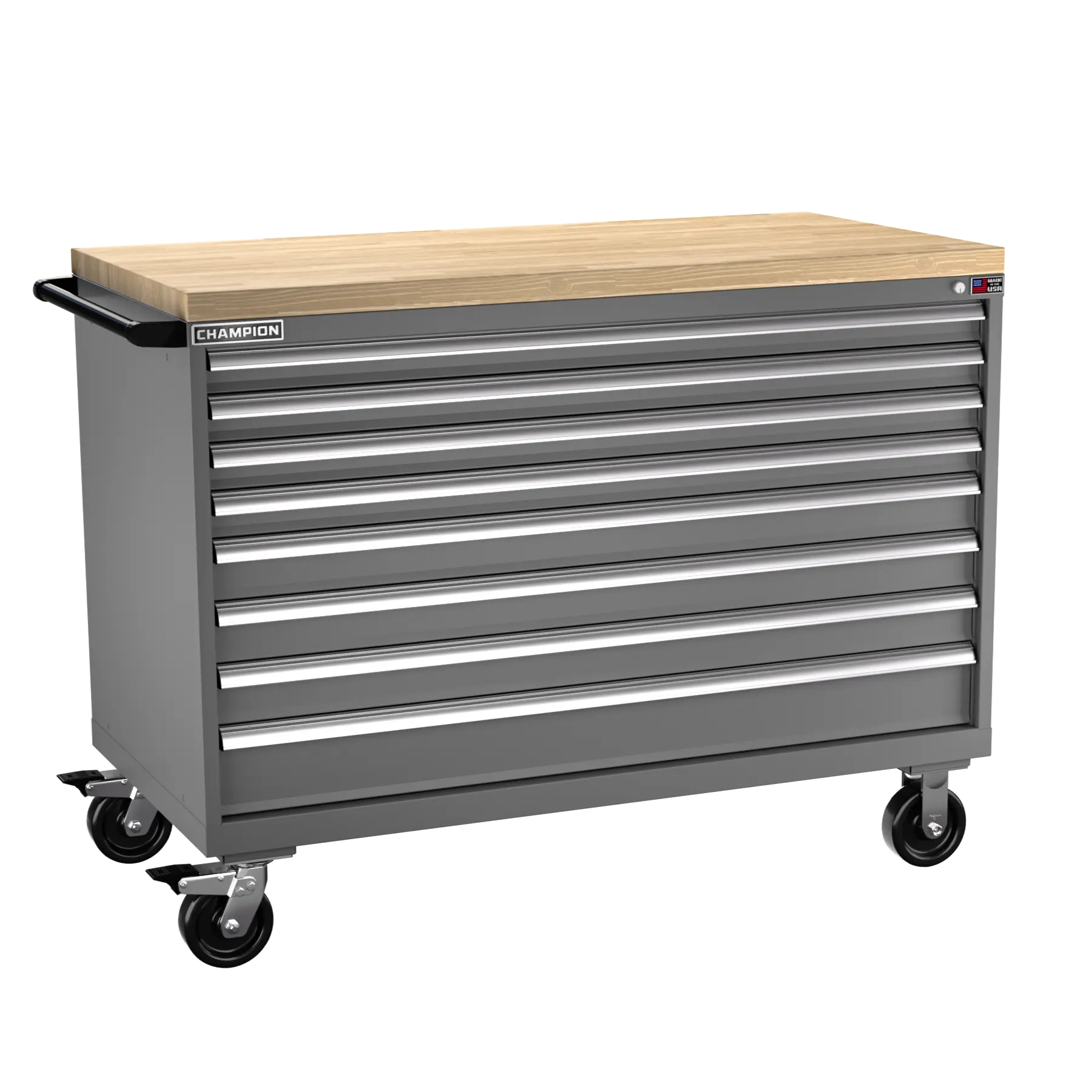 Champion Tool 8-Drawer Metal Mobile Modular Storage Cabinet without Compartments, 56-1/2 W x 43-1/4 H x 28-1/2 D in - CM DW1500-0801IL-MB8-BBT Champion Tool Storage