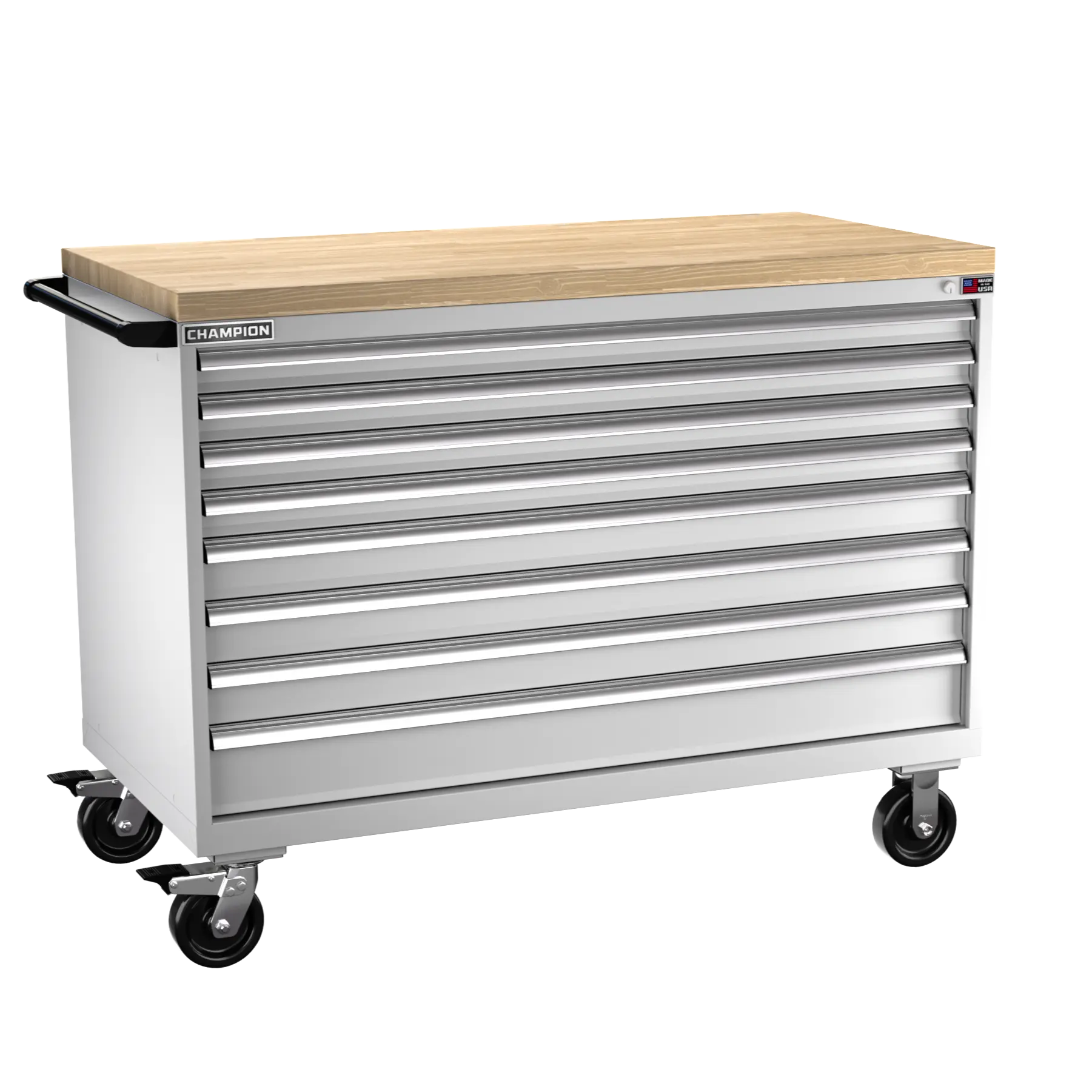 Champion Tool 8-Drawer Metal Mobile Modular Storage Cabinet without Compartments, 56-1/2 W x 43-1/4 H x 28-1/2 D in - CM DW1500-0801IL-MB8-BBT Champion Tool Storage