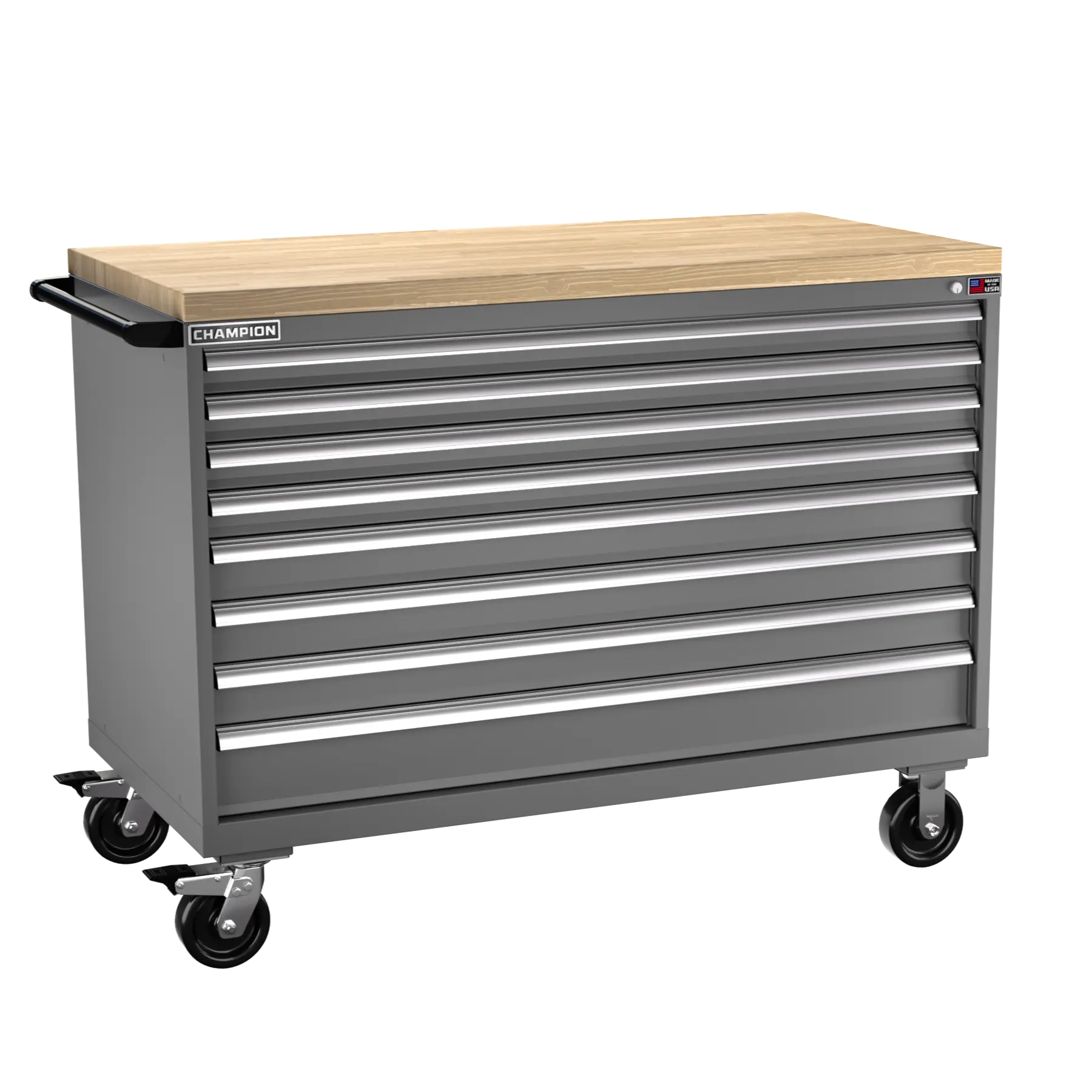 Champion Tool 8-Drawer Metal Mobile Modular Storage Cabinet with 284 Compartments, 56-1/2 W x 43-1/4 H x 28-1/2 D in - CM DW1500-0801ILC-MB8-BBT Champion Tool Storage