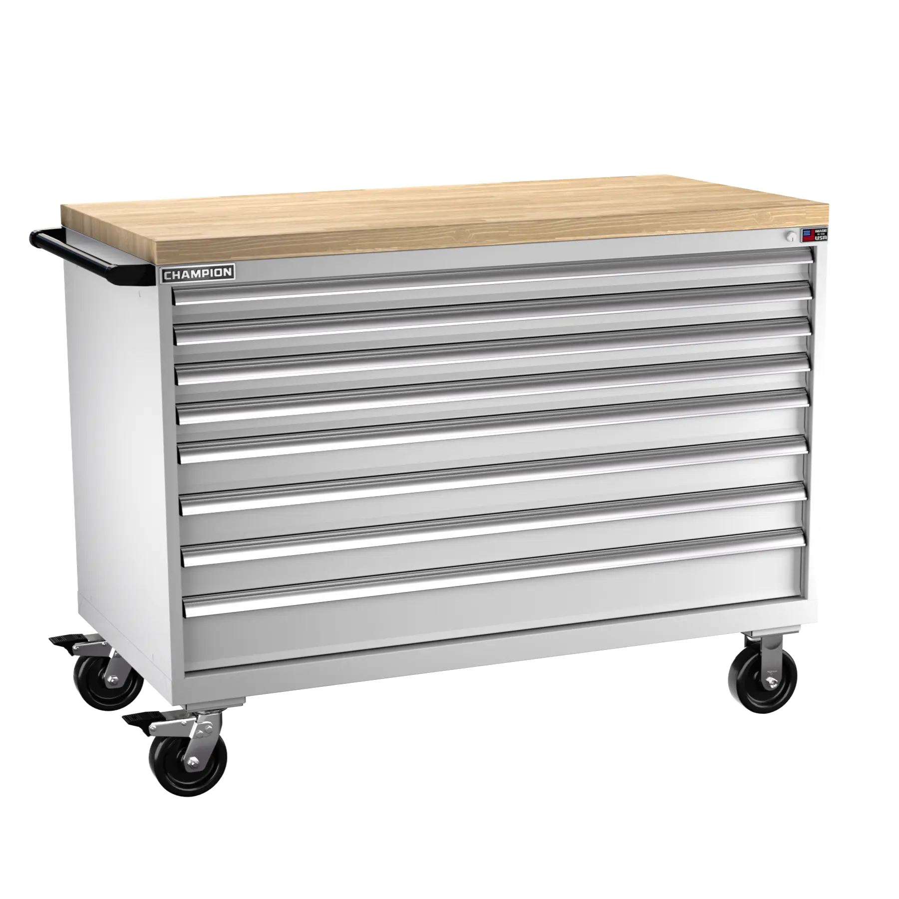 Champion Tool 8-Drawer Metal Mobile Modular Storage Cabinet with 284 Compartments, 56-1/2 W x 43-1/4 H x 28-1/2 D in - CM DW1500-0801ILC-MB8-BBT Champion Tool Storage