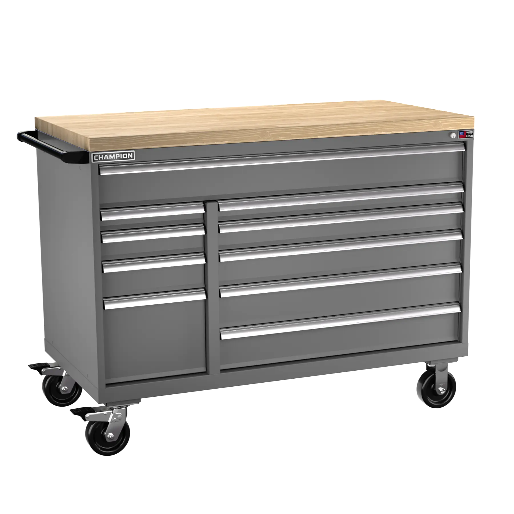 Champion Tool 10-Drawer Mobile Modular Cabinet, 56-1/2 W x 43-1/4 H x 28-1/2 D in - CM DW1500DB-1001IL-MB8-BBT Champion Tool Storage