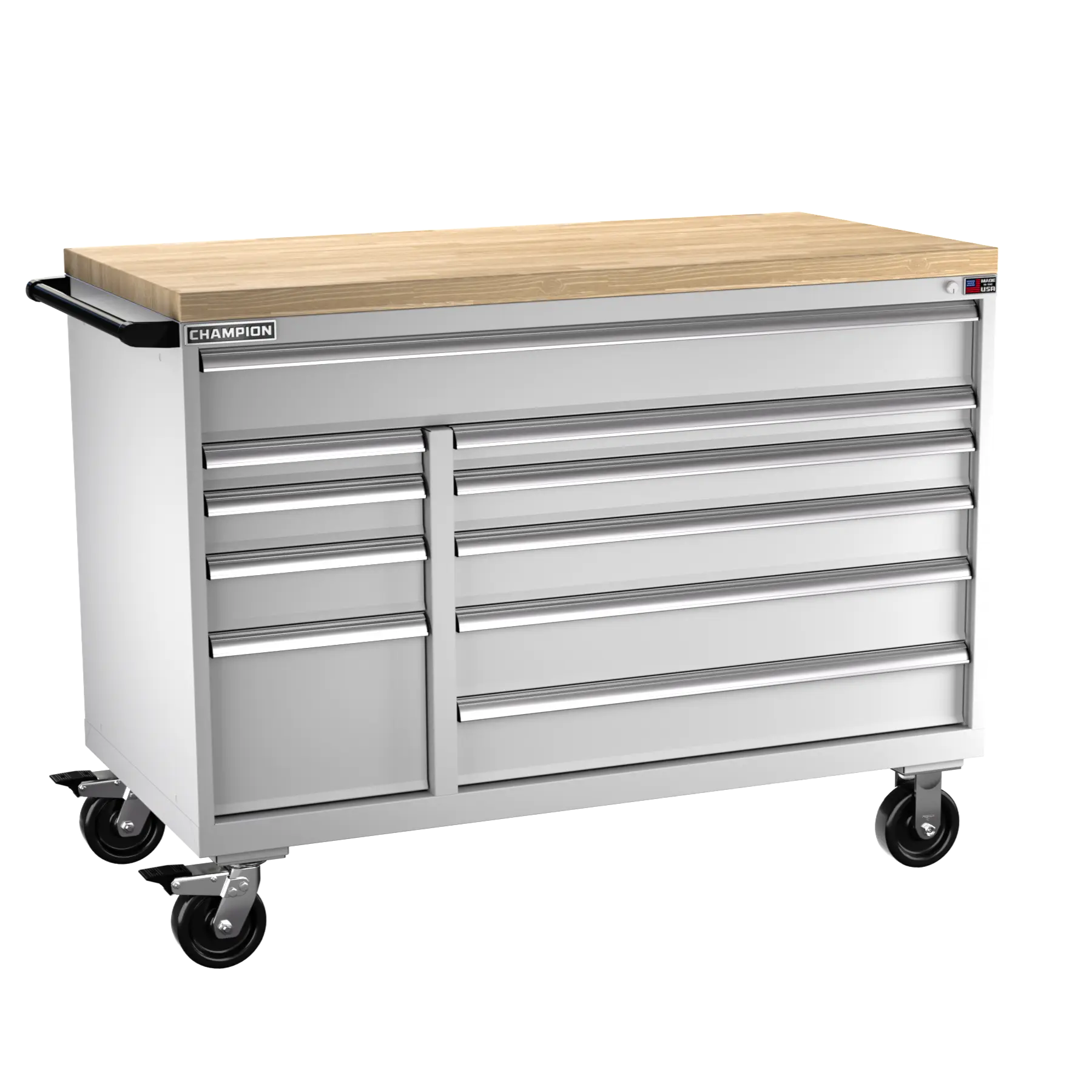 Champion Tool 10-Drawer Mobile Modular Cabinet, 56-1/2 W x 43-1/4 H x 28-1/2 D in - CM DW1500DB-1001IL-MB8-BBT Champion Tool Storage