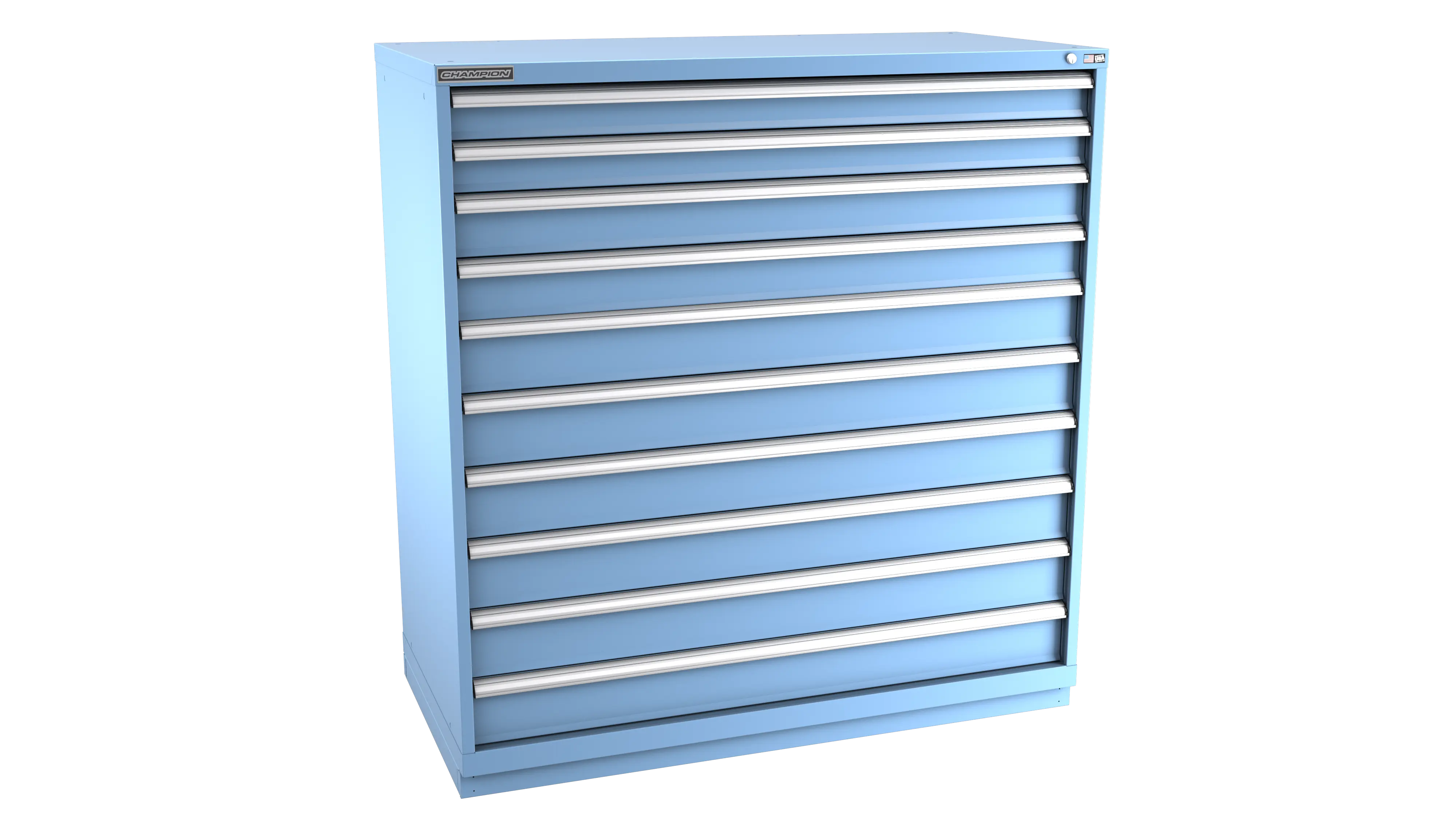 Champion Tool 10-Drawer Modular Cabinet, 56-1/2 W x 59-1/2 H x 28-1/2 D in - CM DW2700-1001-ILC-FTB Champion Tool Storage