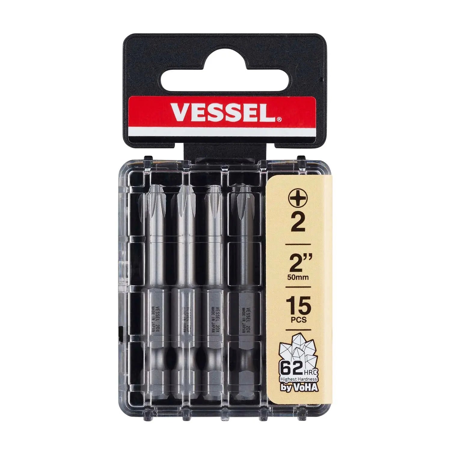 Vessel Tools Set of 15 DRYWALLER Power Bit, PH2 x 50mm - VL DWPH250P15T
