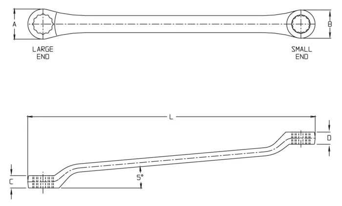 Wright Tool 12-Point Standard Metric Satin Double Offset Box End Wrench, 14mm x 15mm - WT 51415MM Box End Wrench Wright Tool