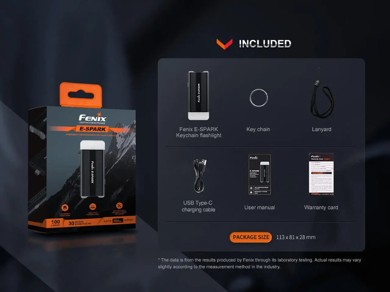 Fenix 100 Lumen Ultra-Thin Powerbank Flashlight - F FX-E-SPARK Fenix