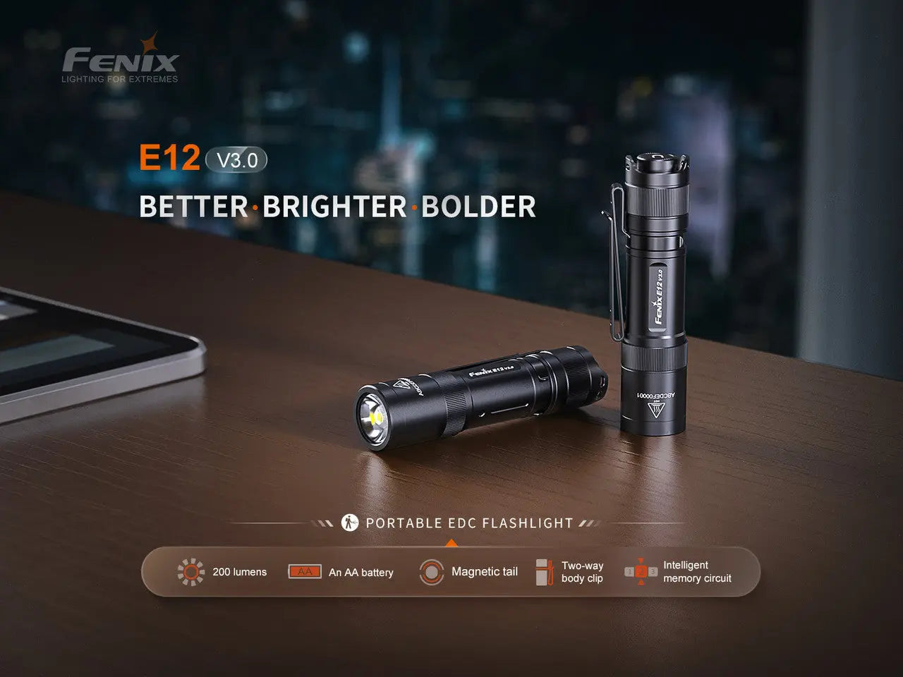 Fenix 200 Lumen EDC Portable Flashlight - F FX-E12V3 Fenix