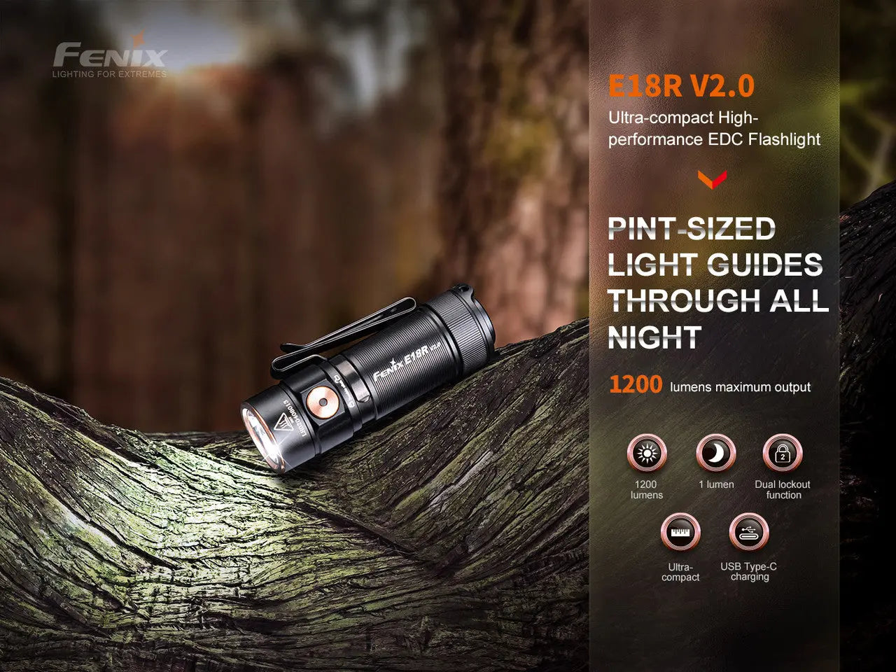 Fenix 1200 Lumen LED Rechargeable Flashlight - F FX-E18RV2 Fenix