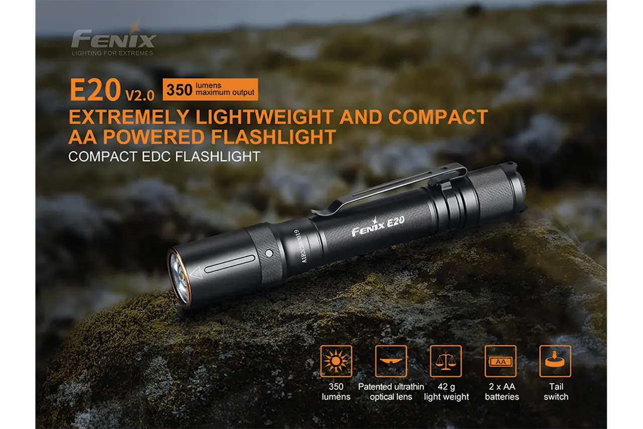 Fenix 350 Lumen AA EDC Flashlight - F FX-E20V2 Fenix