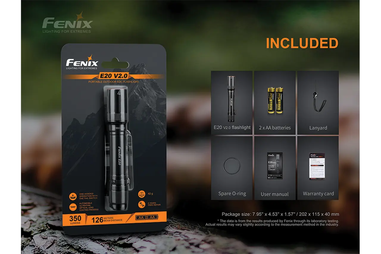 Fenix 350 Lumen AA EDC Flashlight - F FX-E20V2 Fenix