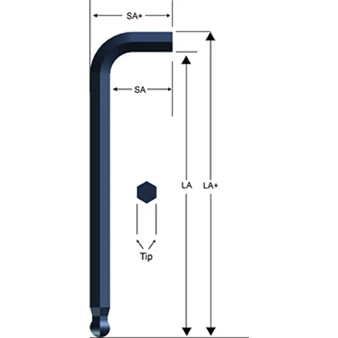 Eklind Long Arm Ball End Hexagon L-Key 3/32 in - EK 18206 Hexagon L-Key Eklind