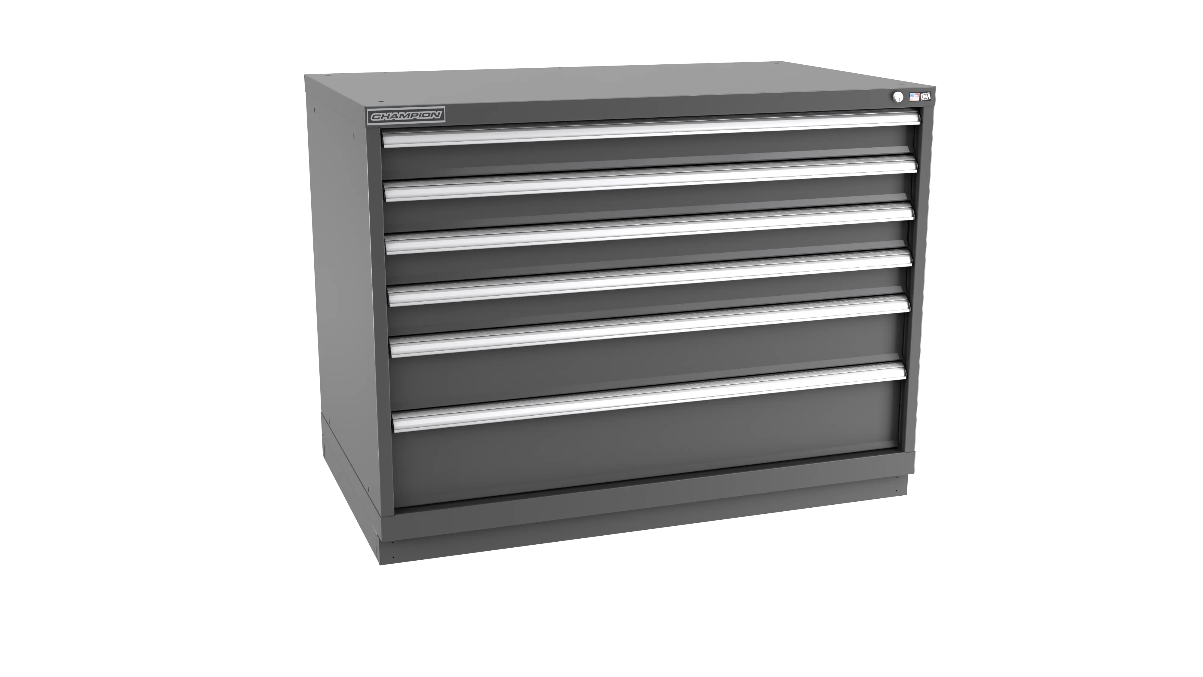 Champion Tool 6-Drawer Metal Modular Storage Cabinet with 188(36, 28, 16) Internal Compartments, 47 W x 35-7/8 H x 28-1/2 D in - CM EW1500-0601-ILC-FTB Champion Tool Storage