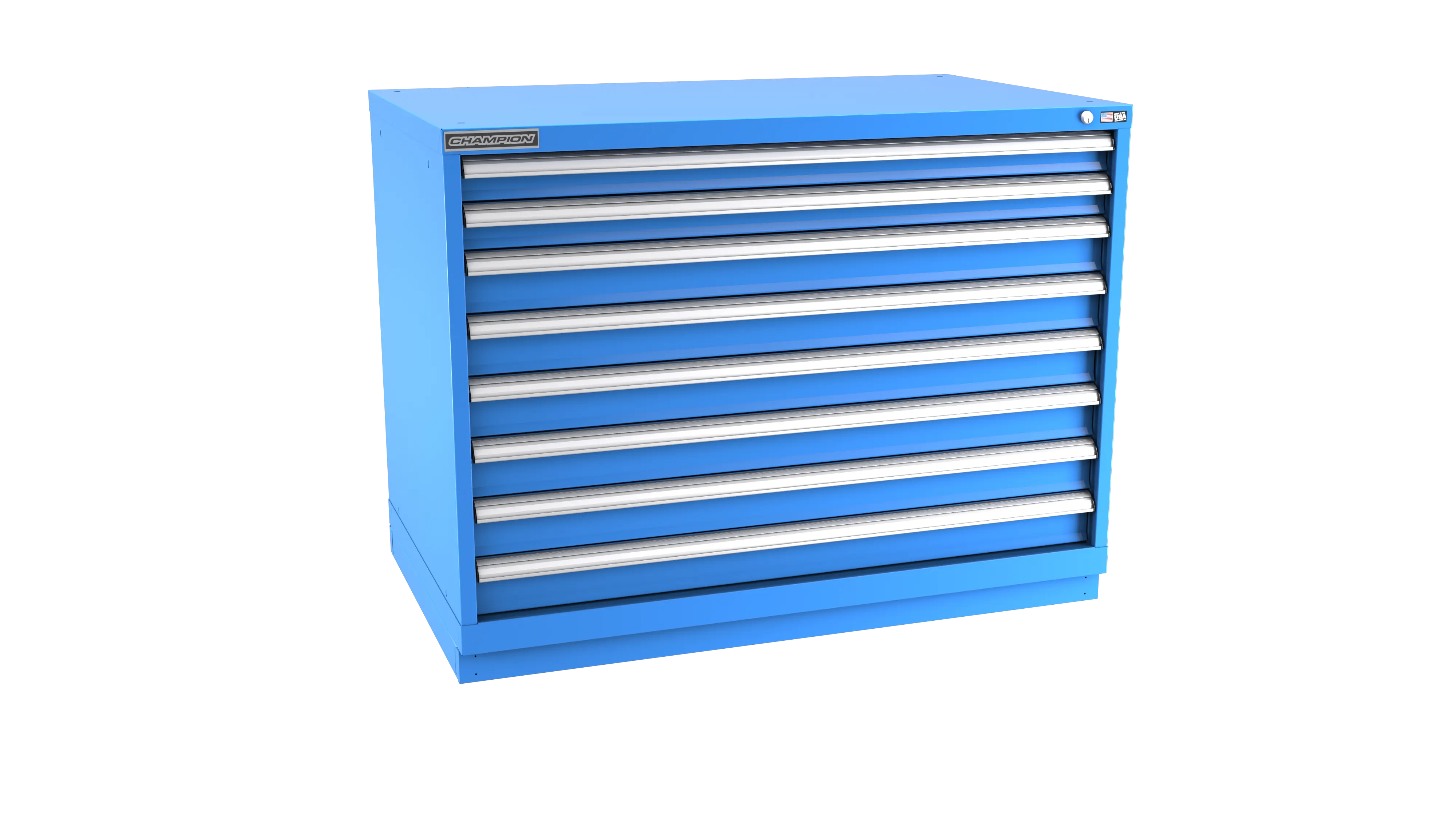 Champion Tool 8-Drawer Metal Modular Storage Cabinet with 240 Internal Compartments, 47 W x 35-7/8 H x 28-1/2 D in - CM EW1500-0801-ILC-FTB Champion Tool Storage